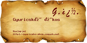 Gyuricskó Ákos névjegykártya